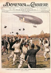 Italien, Milano, luftskibsflyvning styret af Crocco og Ricaldoni i Rom den 31. oktober af Achille Beltrame