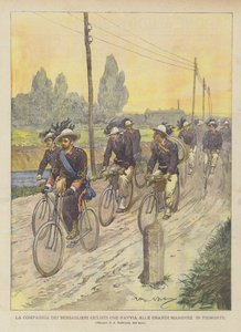 Compagnia Dei Bersaglieri-cyklisterne, der starter de store manøvrer i Piemonte