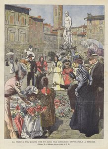 La Fiorita på det sted, hvor Fra Girolamo Savonarola blev brændt i Firenze af Achille Beltrame
