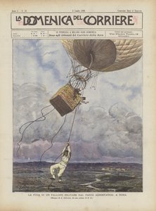 Flugten af ​​en militær ballon fra Aerostatic Park, i Rom