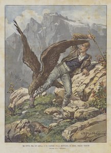 Kampen mellem en ørn og en hyrde på Zerie-bjerget i nærheden af Trieste af Achille Beltrame
