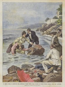 Dronning Amelia af Portugal, der klædt påklædt kastede sig i havet fra stranden i Cascaes?