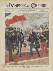 Præsident Loubets besøg hos hertugen af ​​Genova ombord på Lepanto i Toulons farvande den 10. april