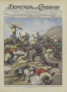 Slaget ved Cars-el-Leben den 17. korr., araberne overgav sig, og de tilfangetagne bønfaldt om ? af Achille Beltrame