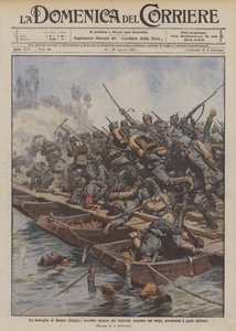 Slaget ved Haelen (Belgien), forfærdeligt angreb fra tyskerne, frastødt af belgierne, gennem militære broer