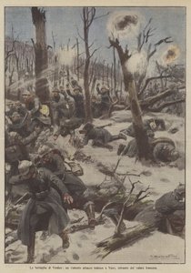 Slaget ved Verdun, et voldsomt tysk angreb på Vaux, der blev knust af fransk tapperhed
