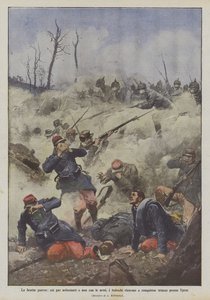Den dårlige krig, med kvælende gasser og ikke med våben, formår tyskerne at erobre skyttegrave nær Ypres af Achille Beltrame