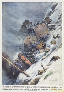 En storm, der fejer over et tog