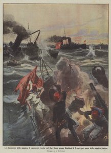 Ødelæggelsen af ​​det tyrkiske våbenhold i Det Røde Hav nær Kunfidah den 7. korr? af Achille Beltrame