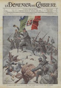Den herlige og barske erobring af Col di Lana, Peppino Garibaldi planter tricoloren på det erobrede topmøde