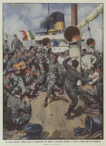 Den muntre krig, soldater på vej til Tripolitania, der danser tarantella undervejs?