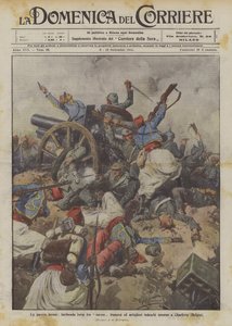 Den voldsomme krig, rasende kamp mellem franske Turcos og tyske skytter omkring Charleroi (Belgien) af Achille Beltrame