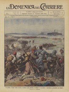 Krigen, tyrkiske tropper sendt for at forstærke Gallipoli-halvøen, hvis landgang? af Achille Beltrame