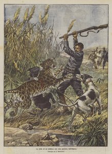 En borgmesters kamp med en panter i Algeriet af Achille Beltrame