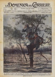 To jægers skræmmende eventyr i Vercelli-området af Achille Beltrame