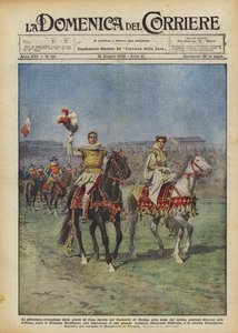 Den maleriske fremmaning af herlighederne fra House of Savoy i Torino-karrusellen af Achille Beltrame