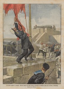 Militæroprør i Rusland, officer dræbt af oprørere, mens han rev det røde flag op ? af Achille Beltrame