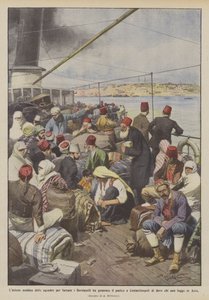 Har holdenes ihærdige handling for at tvinge Dardanellerne skabt panik i Konstantinopel? af Achille Beltrame
