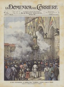 De karakteristiske festligheder, Palombella-ceremonien foran Orvieto-katedralen af Achille Beltrame
