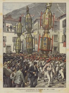 De traditionelle og karakteristiske festivaler, processionen af ​​stearinlys i Gubbio af Achille Beltrame