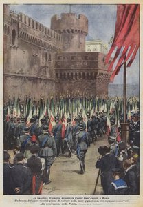Krigsflagene lagt i Castel SantAngelo i Rom af Achille Beltrame