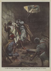 Krigens faldgruber i Tripolitania, araberne opdagede inde i en brønd med masser af våben og ammunitionsforsyninger af Achille Beltrame