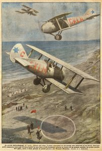 Nyheden om luftfarten, golf spillet fra himlen af Achille Beltrame
