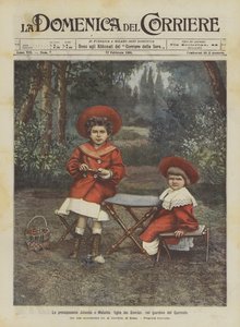 De små prinsesser Jolanda og Mafalda, suveræniteternes døtre, i Quirinale-haven