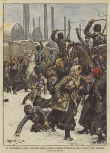 De folkelige opstande i Rusland, arbejdere, der ønsker at forhindre kosakkerne i at sprede sig ?