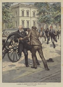 Forestilling af formanden for det græske ministerium, Delyannis, i Athen af Achille Beltrame