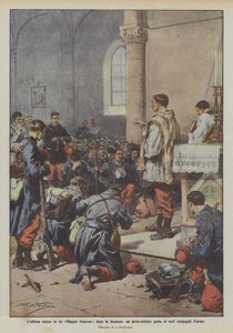 Den sidste messe i en fransk landsby, efter gudstjenesten, taler en soldat-præst til sine kammerater af Achille Beltrame