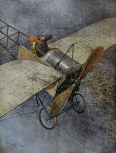 Mauvaises fly styrter ned efter at være blevet ramt af sværme af græshopper, nær Madrid, Spanien, illustration af Achille Beltrame fra La Domenica del Corriere, 3. juni af Achille Beltrame