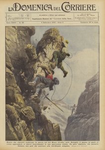Mens to klatrere klatrede op mod østsiden af ​​Monte Civetta, i Dolomitterne, klippen? af Achille Beltrame