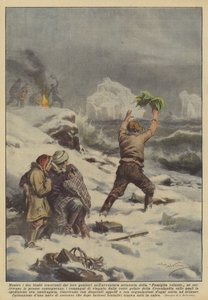 Mens de to børn bliver slæbt af deres forældre på den flyvende Families flyeventyr? af Achille Beltrame