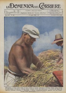 Tærsker Mussolini, skjorteløs i solen, Agro Pontinos hvede efter tyve århundreder?