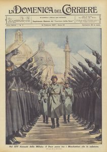 I det 14. årgang for militsen passerer hertugen blandt musketererne, der hilser ham