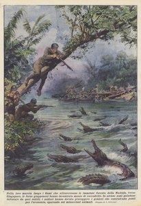 På deres march langs floderne, der krydser de enorme skove i Malaysia? af Achille Beltrame