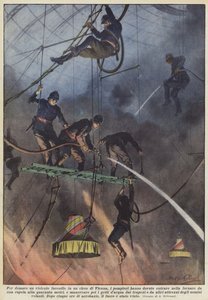 For at slukke en voldsom brand i et Wien-cirkus skulle brandfolkene ind i? af Achille Beltrame
