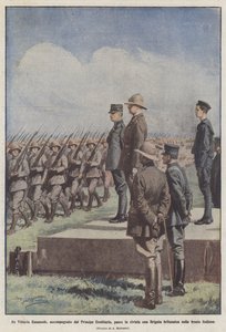 Anmelder kong Vittorio Emanuele, ledsaget af kronprinsen, en brigade?
