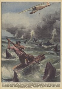 Efterladt alene på havet, ud for den amerikanske kyst, efter et skib forliste?