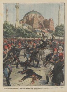 Militært oprør i Konstantinopel, oprørssoldater samledes bevæbnet nær Sankt Sophia, i Stambul ?