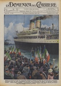 Skibe, der sejler fra Genova, transporterer tusindvis af familier til Libyen, hvor der er ved at blive bygget moderne huse og store områder.
