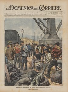 Strejke blandt arbejdere, der losser kul i havnen i Savona