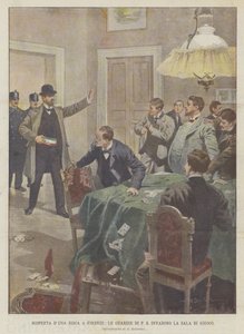 Opdagelsen af ​​en bisca i Firenze, vagterne fra P S invaderer spillerummet af Achille Beltrame
