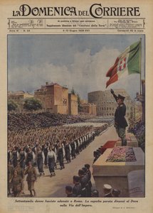 Halvfjerds tusinde fascistiske kvinder samledes i Rom af Achille Beltrame