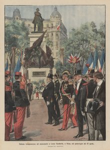 Højtidelig indvielse af monumentet for Leone Gambetta i Nice om eftermiddagen den 25. april af Achille Beltrame
