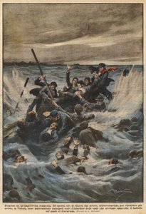 Overrasket af et pludseligt uvejr, 34 arbejdere, som, der vendte tilbage fra arbejde, krydsede? af Achille Beltrame