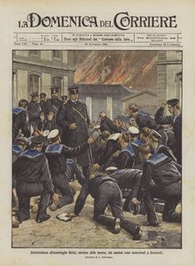 Underkastelse til admiral Birilef, marineminister, af russiske sømænd, der havde gjort mytteri i Cronstadt af Achille Beltrame