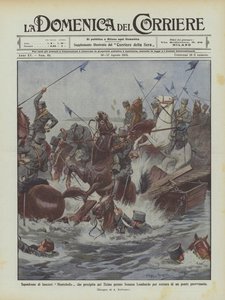 En eskadrille af Montebello-lanterskytter styrter ud i Ticino nær Somma Lombardo, fordi en midlertidig bro er brudt ned