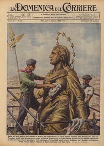 På det højeste tårn på Duomo i Milano er der blevet rejst et stillads omkring Madonnina ?